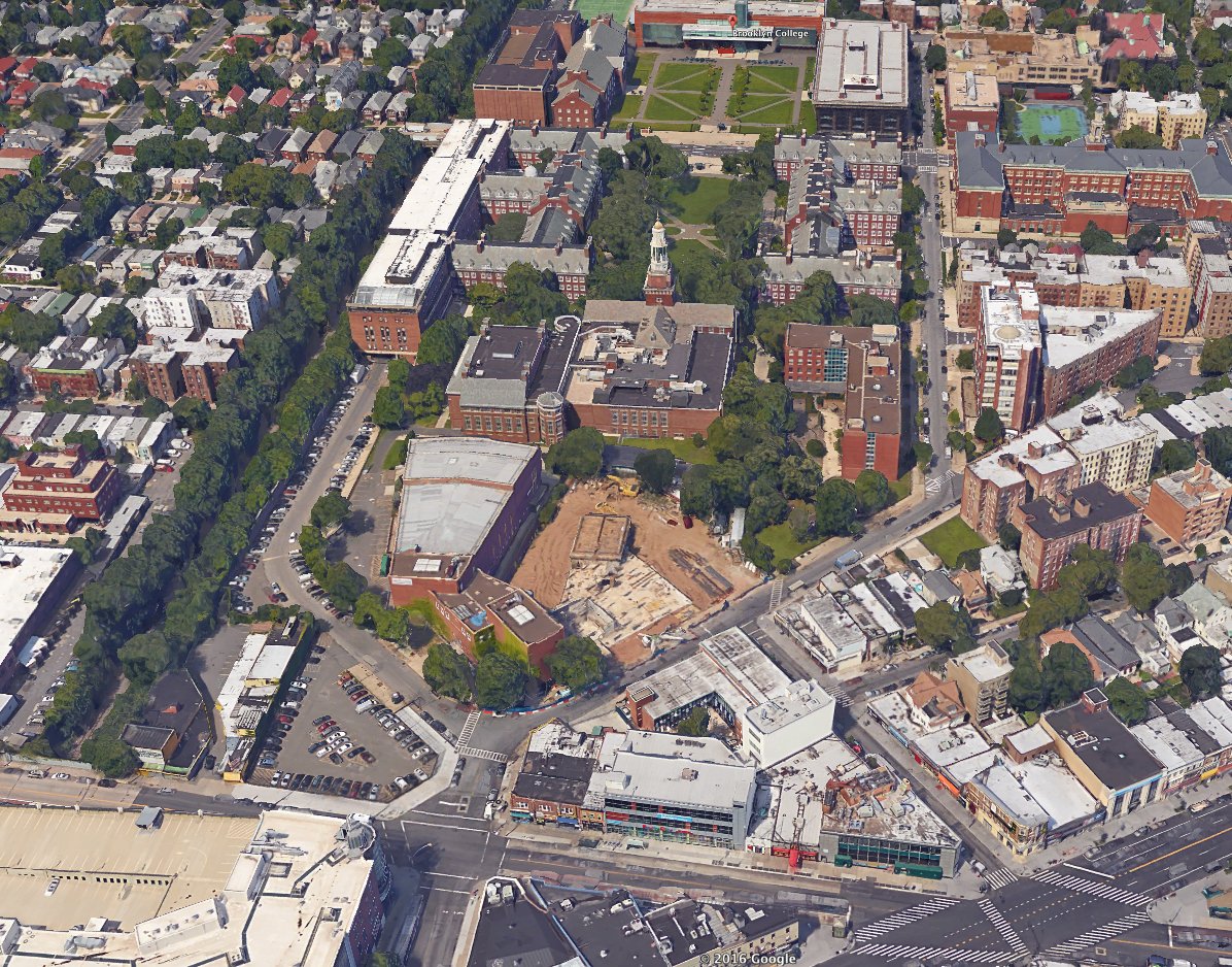 Circus in town: Brooklyn College site in late 1920s; same view today via GoogleEarth @newyorkyimby <a href="/BklynCollege411/">Brooklyn College</a>