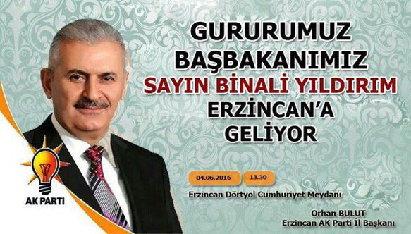 GURURUMUZ BAŞBAKANIMIZ
SN.BİNALİ YILDIRIM  , CAN ŞEHRİMİZ ERZİNCANIMIZA GELİYOR..
