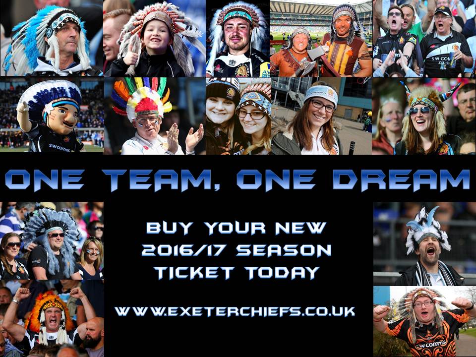 ExeterChiefs's tweet photo. New @ExeterChiefs season tickets on sale from today - be part of the famous match-day tribe https://t.co/M8rgLcphr4 https://t.co/4lEfPdENgG
