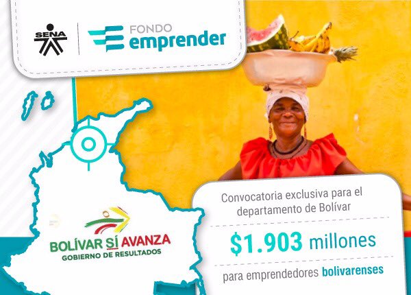 alfonsoprada's tweet photo. Atención empresario de Bolívar: En #FondoEmprenderSENA haga su sueño realidad y con empleo construyamos #UnNuevoPaís https://t.co/bsttOAmjUi