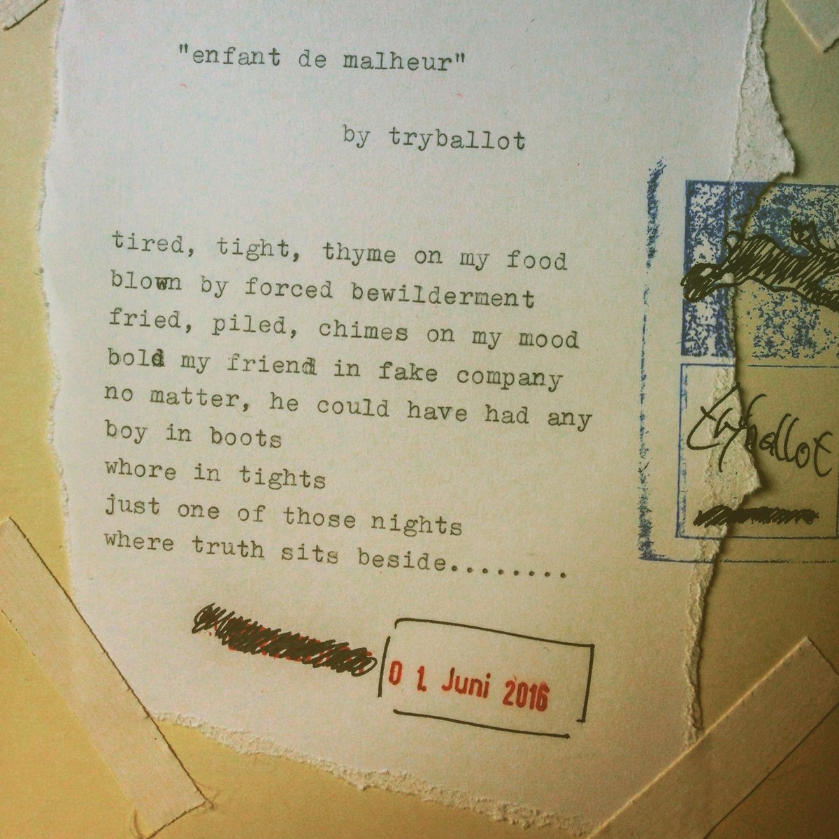 PortSolace's tweet photo. enfant de malheur
#portsolace #poem #manifest https://t.co/w8zmT7dO3P