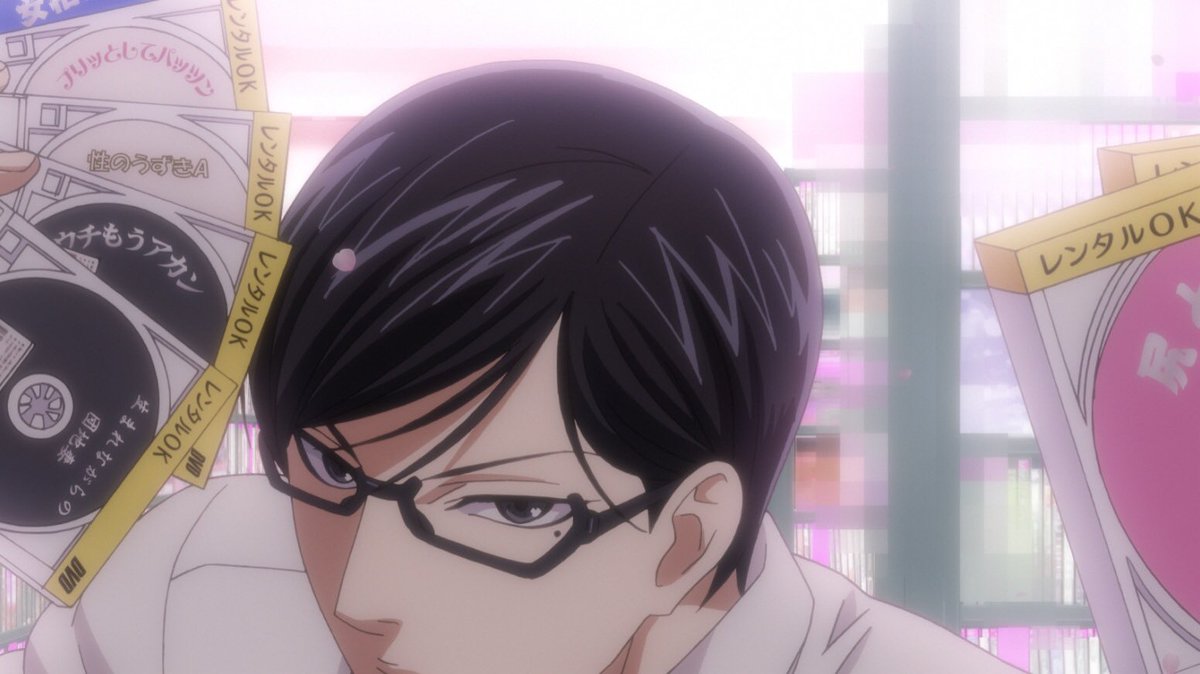 O Xrhsths 坂本ですが アニメ公式 Sto Twitter 坂本ですが 第7話で登場した坂本くんが レンタル屋の18禁コーナーから華麗に舞い出てくるシーンです モザイクがいいですね 坂本ですが