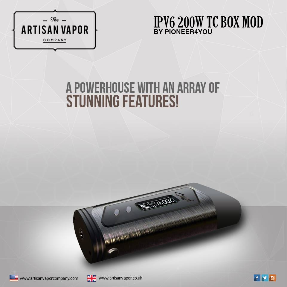 ArtisanVaporCom's tweet photo. IPV6 200W TC Box Mod by Pioneer4you (Pre-Order)
https://t.co/IBemI9r2d9
#IPV6 #200wmod #Pioneer4You https://t.co/UH42taawlA
