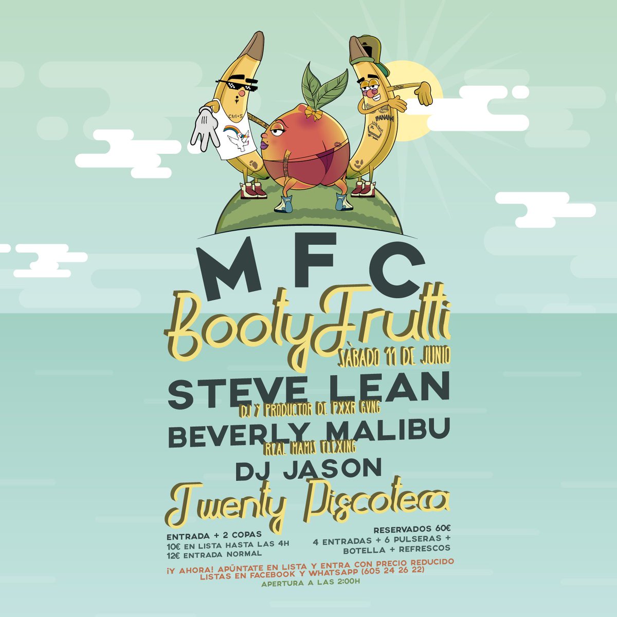 MFCrew_'s tweet photo. Volvemos el 11 de Junio con una fiesta muy jugosa @stevelean4real #BeverlyMalibu #DjJason 🍌🍑 #MFCBootyFrutti 🍑🍌 https://t.co/rJbEvm9ar6
