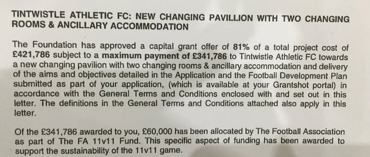 TinnyAthleticFC's tweet photo. Great News heres confirmation of our successful bid for our West Dr Football Centre #ImprovingGrassrootsFacilities https://t.co/zZDIB3bnth