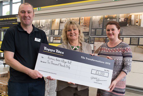toppstiles's tweet photo. Here's the lovely Liz from @HuttonsAmbo village hall accepting first prize for our #TileTransformations competition! https://t.co/a9epmsBQsz