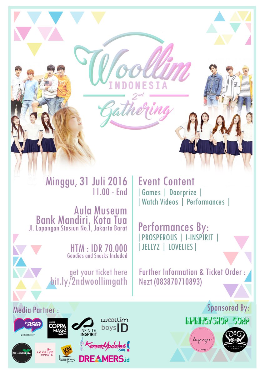 Woollim Indonesia 2nd Gathering | Sunday, 31th July 2016 | HTM 70k | bit.ly/2ndwoollimgath
#2ndWoollimINAGath