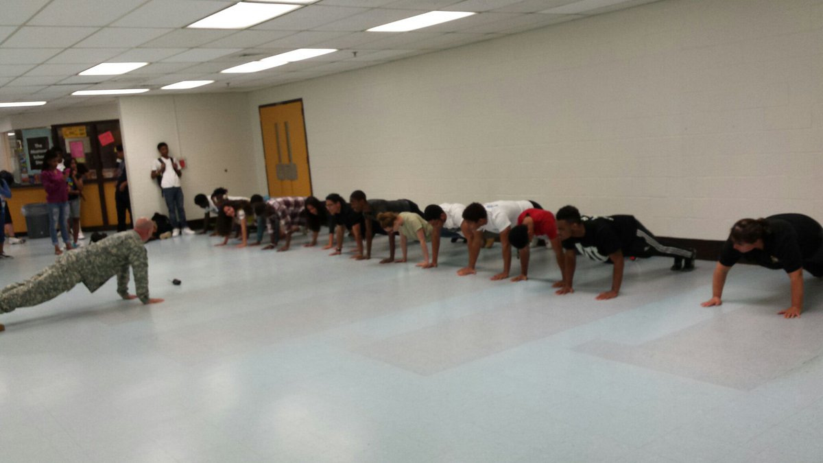Ms. Pilon and ROTC met the challenge. #MHS22pushupchallenge2016