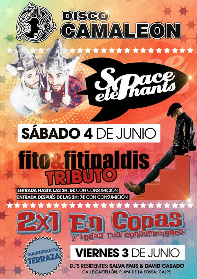 Viernes inauguración de terraza, sábado Space Elephants, ¡en <a href="/discocamaleon/">Disco Camaleón</a> calpe!