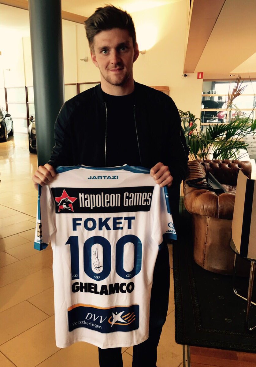 ThomasFoket's tweet image. Ik speelde dit seizoen mijn 100e wedstrijd in de JPL! RT en maak kans op dit 100-truitje van mij.