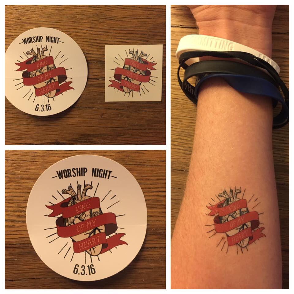 exp_worship's tweet photo. #SWAG Alert! The first 1000 people at worship night will get there choice of a bumper sticker or temp. tattoo! https://t.co/UOe4XSr89T
