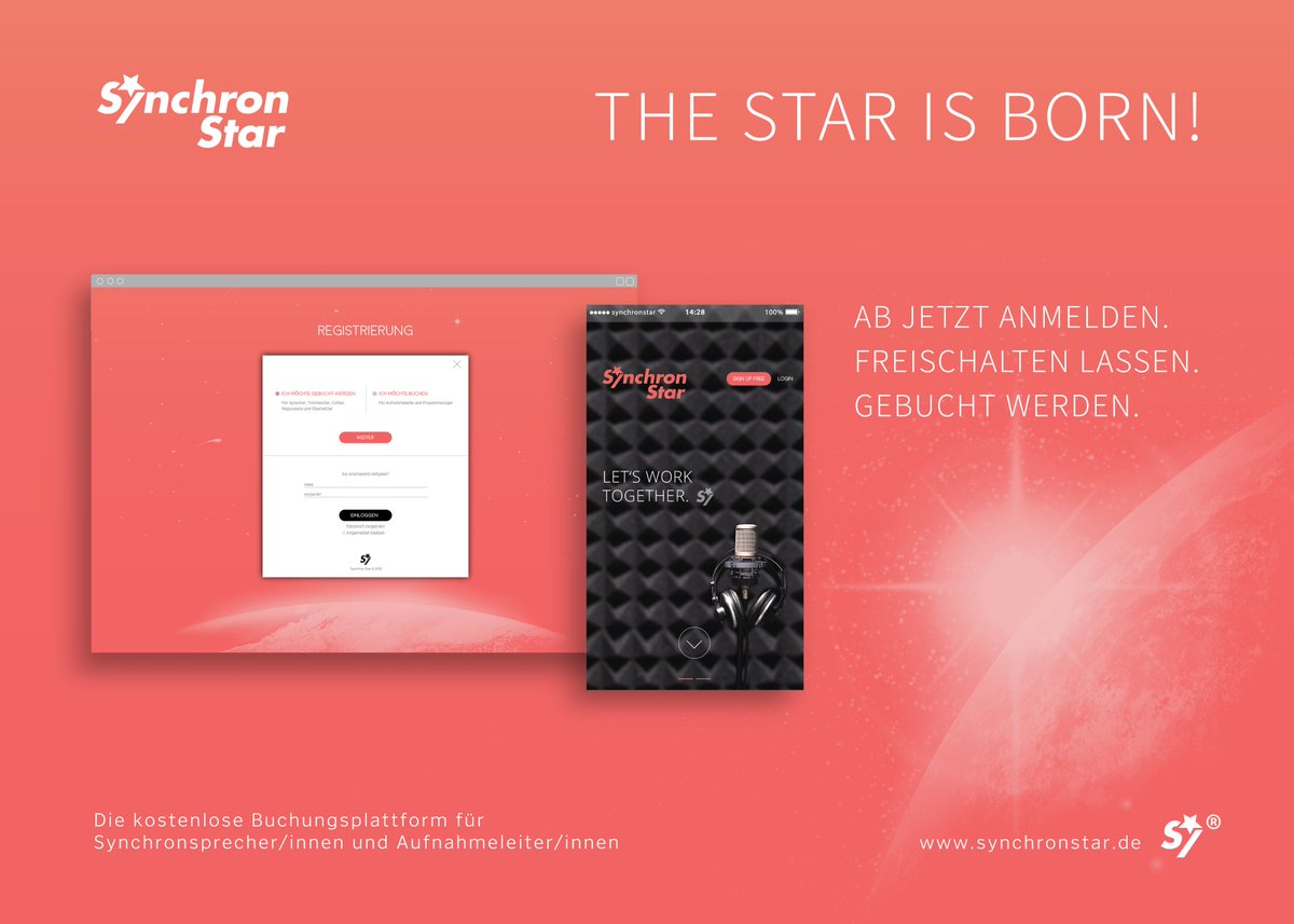 SynchronStar's tweet photo. #SynchronStar ist ab sofort live! Jetzt #kostenlos registrieren auf: https://t.co/l0FNV7woL9 https://t.co/Z8oBmexcpu