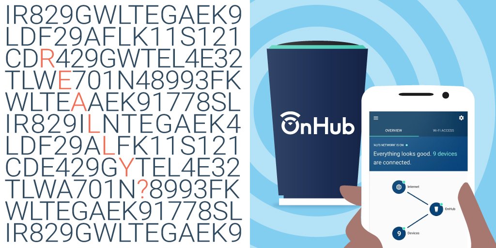 Google's tweet image. Connect to #OnHub right on your phone, no weird password required. #MoreThanARouter g.co/onhub