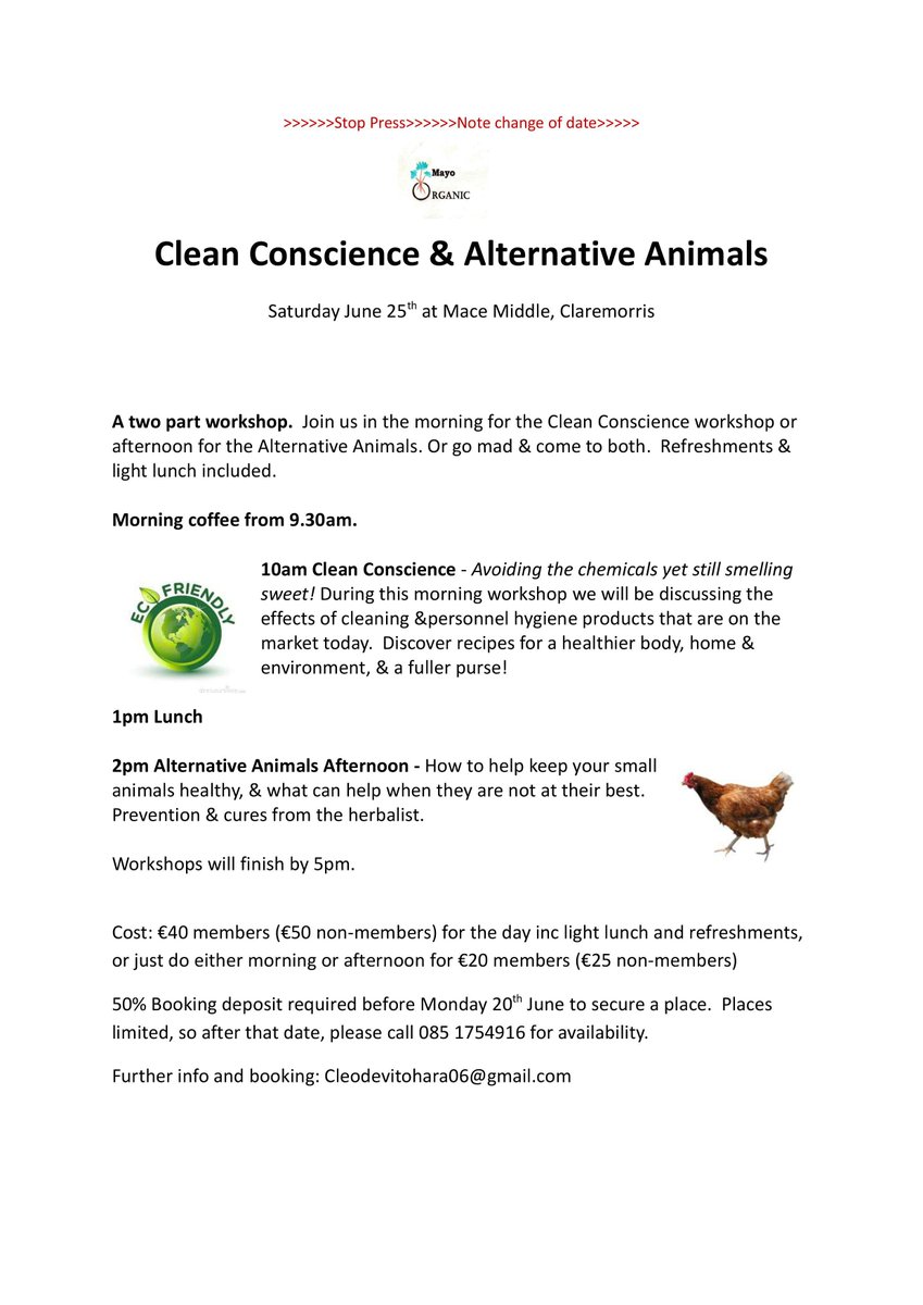 Summer 2016 workshop series #1 : "Clean Conscience" Chemical Free home and personal cleaning, and herbal animal care