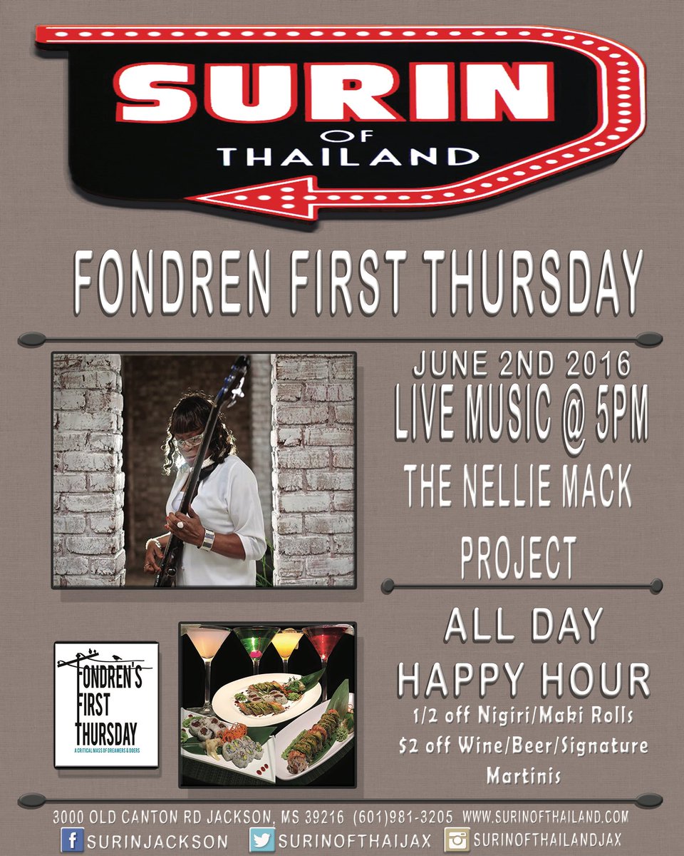SurinofThaiJax's tweet photo. #FFTCITY tomorrow!Make sure to stop by and enjoy live music from The Nellie Mack Project and AllDay #HappyHour! https://t.co/pQ5oUD6i0S