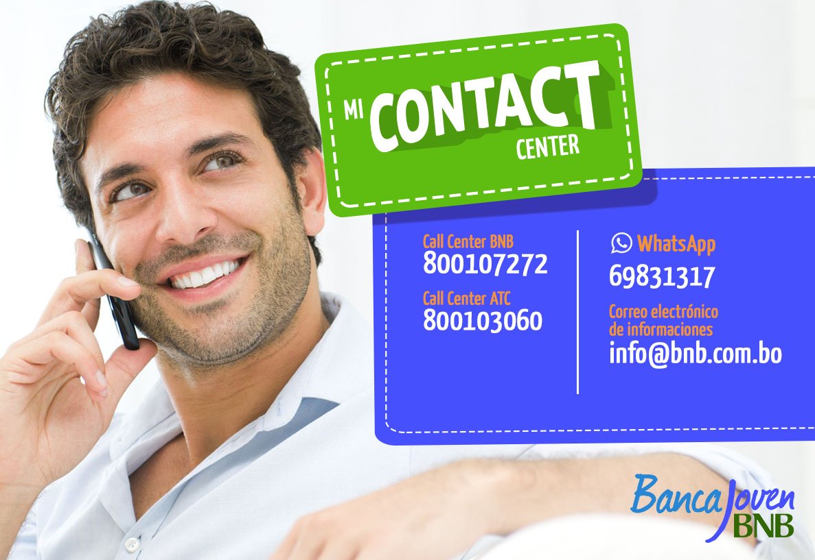 Ante cualquier duda o consulta puedes comunicarte con nuestros canales de  atención del BNB ☎💻👥📱