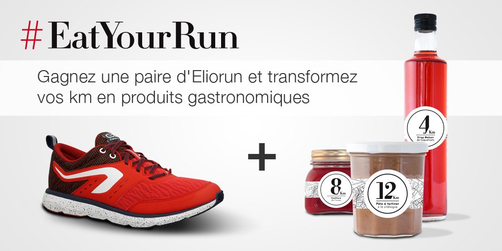 Kalenji's tweet photo. Partagez votre séance running avec #EatYourRun pour tenter de gagner une paire d'Eliorun &amp; des pduits gastronomiques https://t.co/l4LDENjpVk