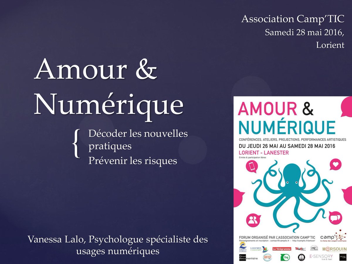 Vanessa_Lalo's tweet photo. Retours : Forum #AmourNum et ma conf "Décoder les nouvelles pratiques, prévenir les risques"
https://t.co/w5tiMB8uaC https://t.co/eMTHodXyBi
