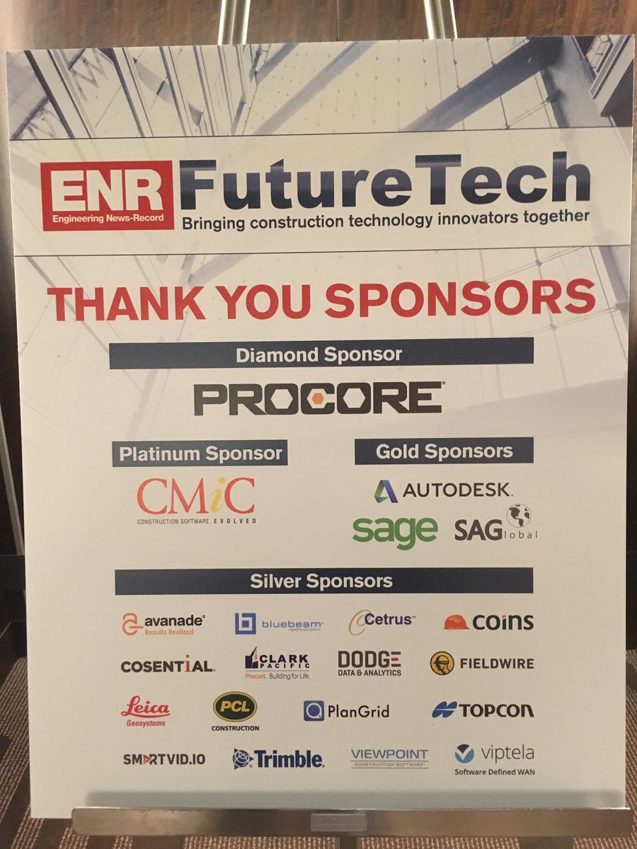jasonfifield's tweet image. Thanks to all our awesome sponsors this year at #ENRfuturetech! #construction