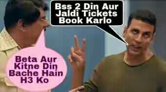 KPAhirOfficial's tweet photo. Aheeiyy bas 2 din aur ;) jaldi ticket book karlo
#2DaysToGoForHousefull3 @akshaykumar https://t.co/zgwzOKw3fD