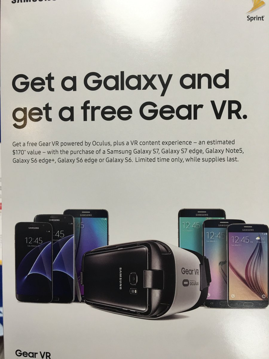 SprintWeslaco's tweet photo. Free Gear VR Headset when you buy a #Note5 #GS7 #GS7Edge  Give us a call 9569689000 @SprintCentralTX @marceloclaure https://t.co/1I0oOgxr3Q