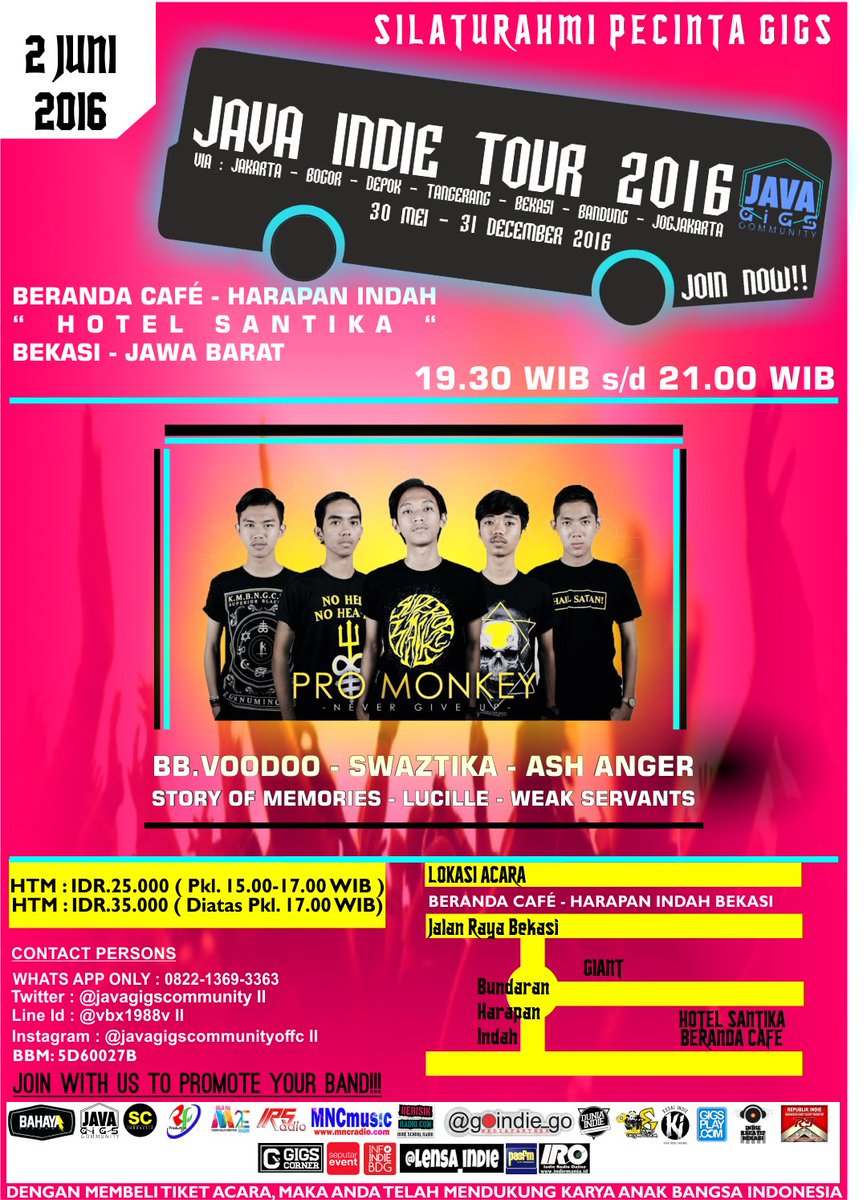 Hayu atuh kita berangkat ke Beranda Cafe Hotel Santika Harapan Indah, Besok Ada Pro Monkey! Open Gate : 15.00 Wib ..