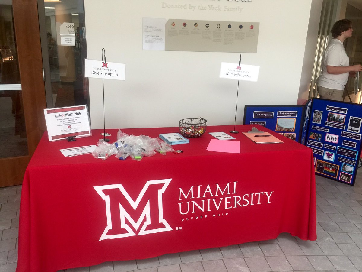 MU_Cultural's tweet photo. Come visit the @MU_ODA &amp; @MiamiOHWomenCtr in @MiamiOH_ASC during @MiamiUniversity June Orientation today! https://t.co/3JZW5oH09g