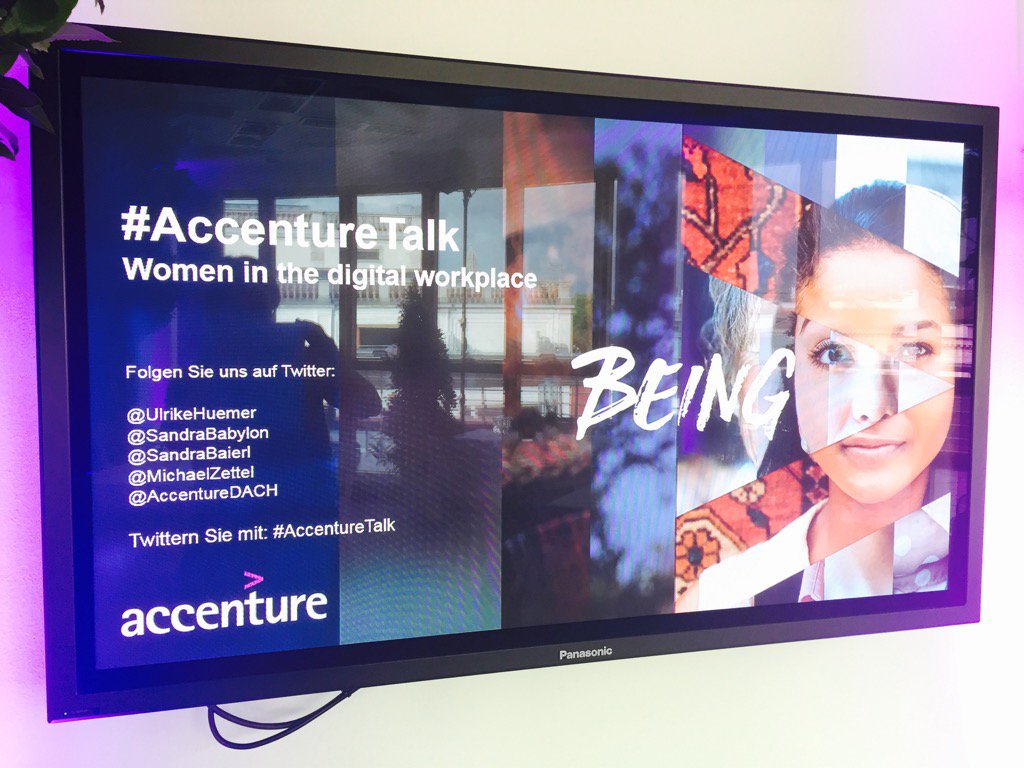 SandraBaierl's tweet photo. let's accenture-talk! gleich live und auf twitter. 
@UlrikeHuemer @sandrababylon @michaelzettel @AccentureDACH https://t.co/t0dP5hpgcp
