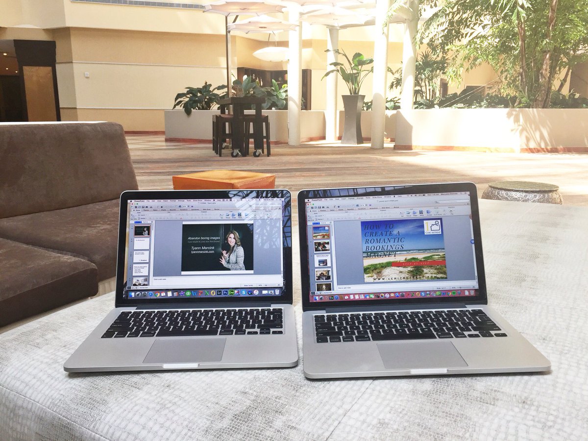 tyannmarcink's tweet photo. Syncing our power points for tomorrow's presentation with @1ChicRetreat and @ImJayWilliam. #fvrma #vacationrentals https://t.co/Dtzvs5VbQ2