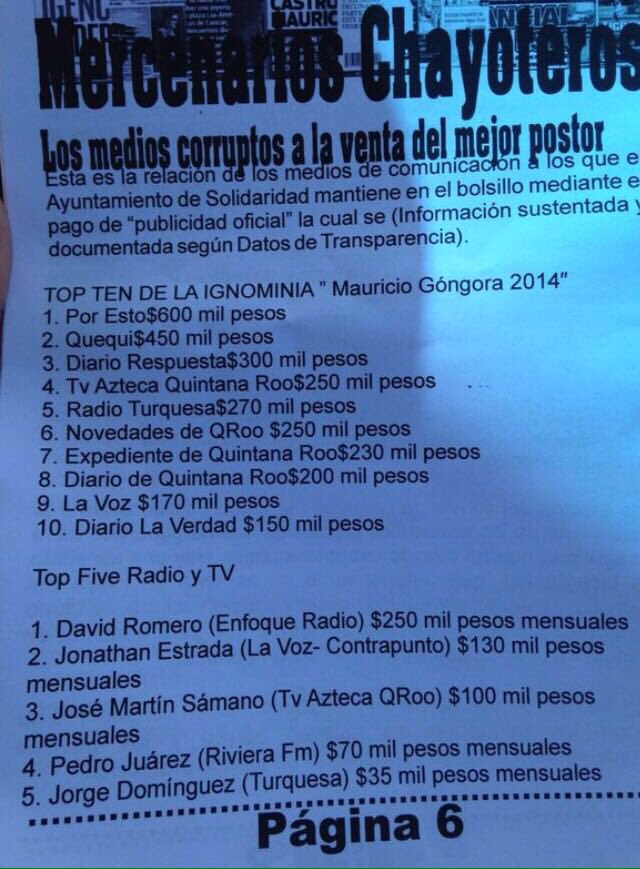WilCancunMx's tweet photo. El derroche de recursos públicos a la prensa cómplice. Traidores #decaPRItemos esta corrupción. https://t.co/C6lL3xqocg