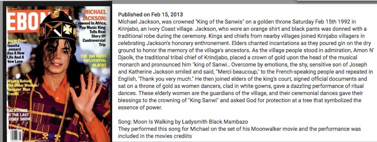 MJJJusticePrjct's tweet image. Coronation of Michael Jackson as King of Sanwi - #King #Honor #respect
youtube.com/watch?v=PZDp93… via @Qbees