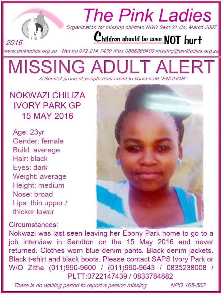#ATT #MISSING 

Muizz Balea, 20 years old from Erasmia
Nokwazi Chiliza, 23 years old from Ivory Park.