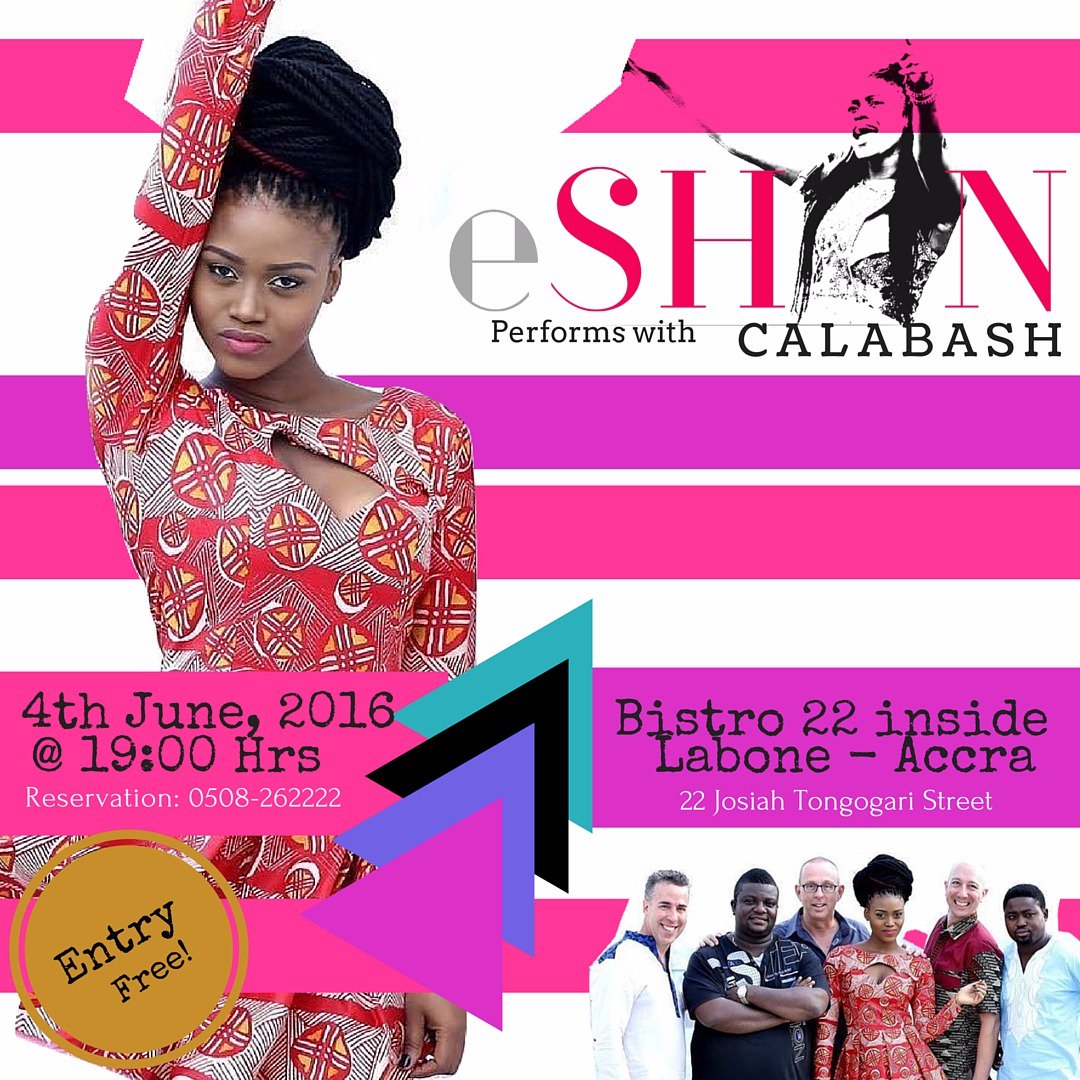QueeneShun's tweet photo. I will be performing at #Bistro22 on 4 June 2016
Be there....... If you can let party this Saturday with #CalabashGH https://t.co/uIuQO0CzY8