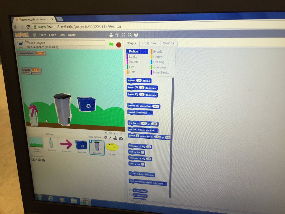 schwartzteaches's tweet image. #scratchcode Gr5Ss creating a game that traces the lifecycle of a plastic water bottle@DenlowPS