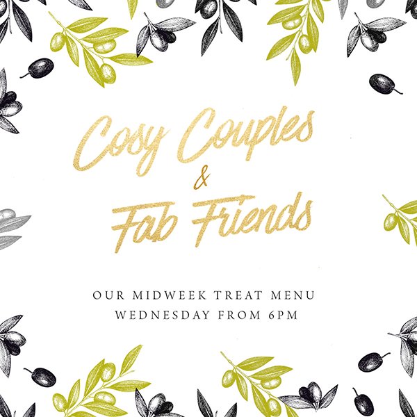 Make every Wednesday #DateNight with 3 courses and a bottle of wine to share for £23pp.