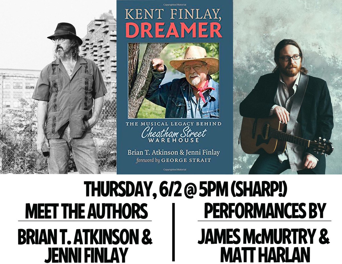 cactus_music's tweet photo. Tribute to #KentFinlay TOMORROW 6/2 w/ author signing & in-store music from @mattharlanmusic @JamesMcMurtry at 5PM! https://t.co/KWBjG9MKO1