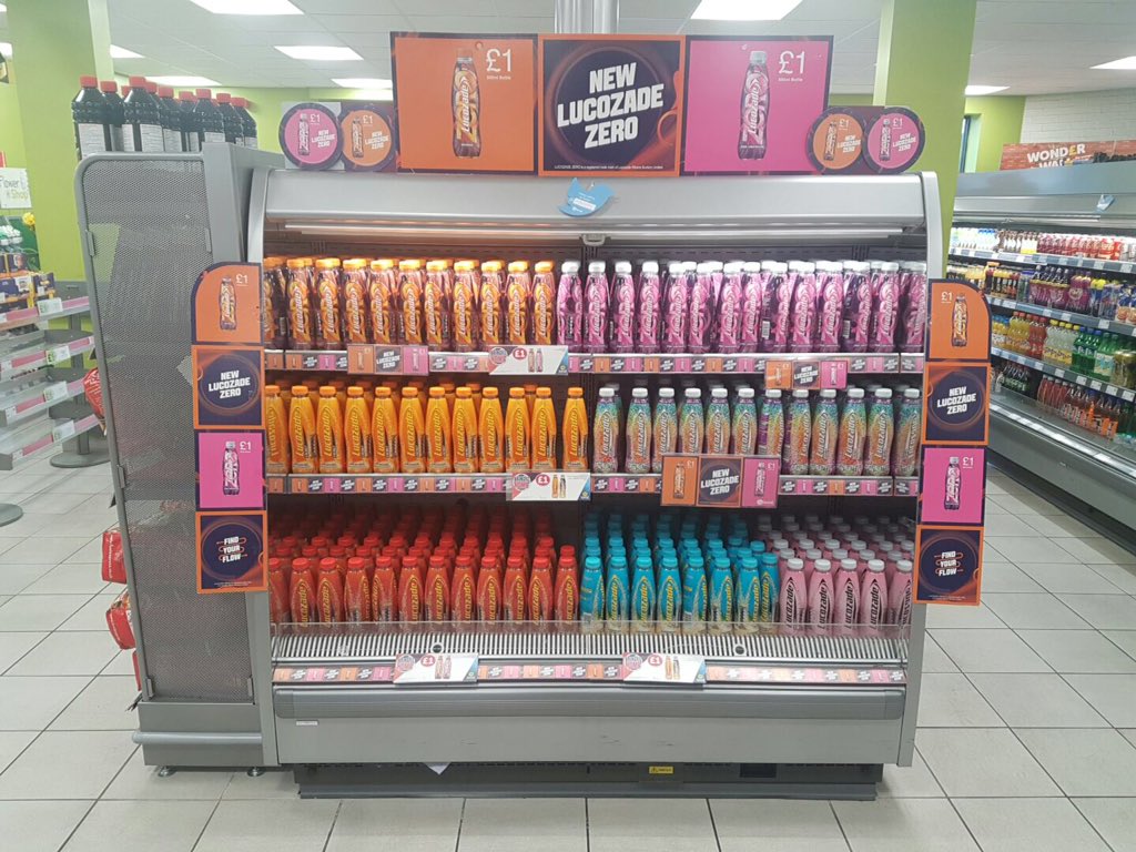 MyLocalaspley's tweet photo. New lucozade zero in store now only £1, chilled and ready for you to try, perfect #mylocal #lucozadezero https://t.co/TSA6v4yw62