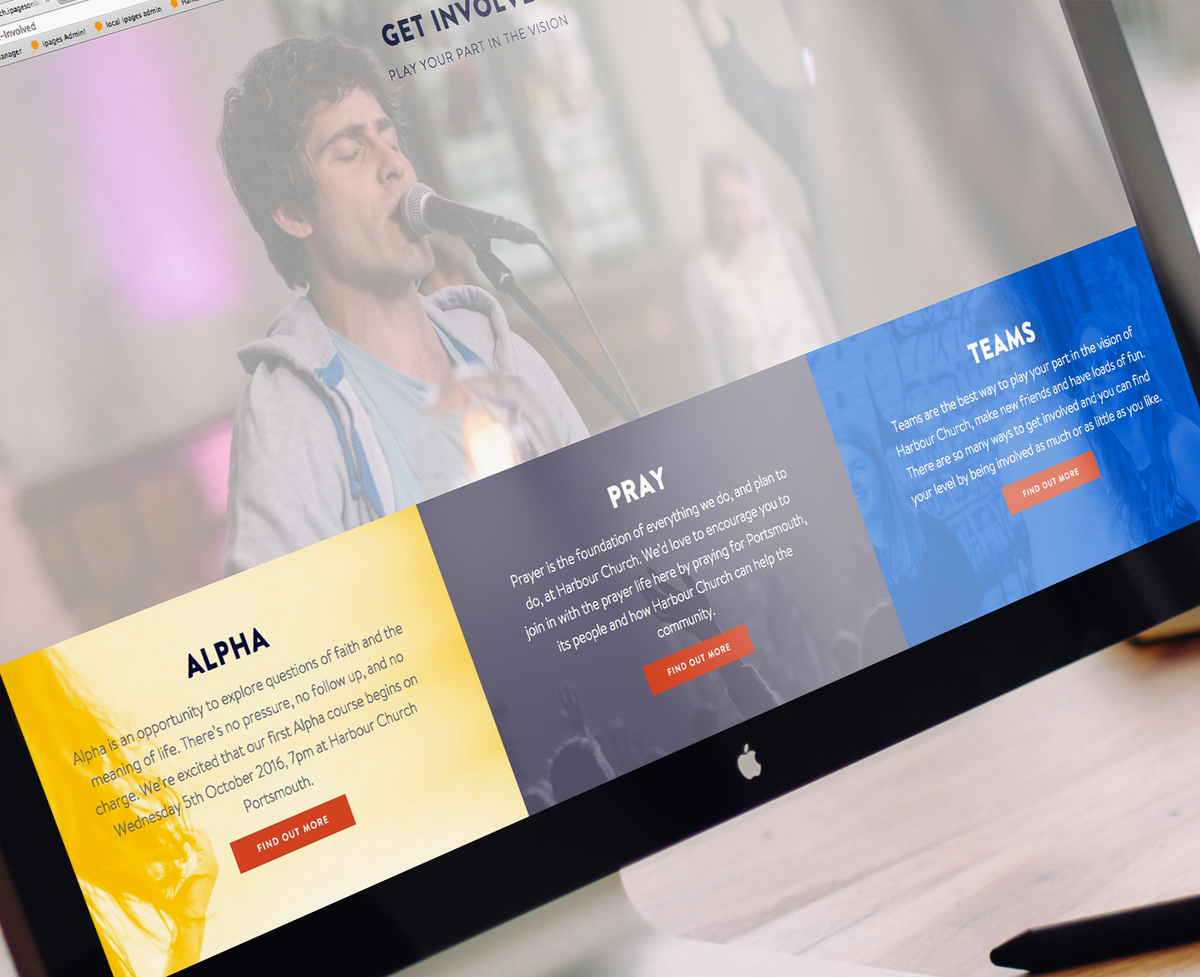 Still love a bit of duotoning now. About to launch this site soon for <a href="/_harbourchurch/">Harbour Church</a> built on @iPagesCMS