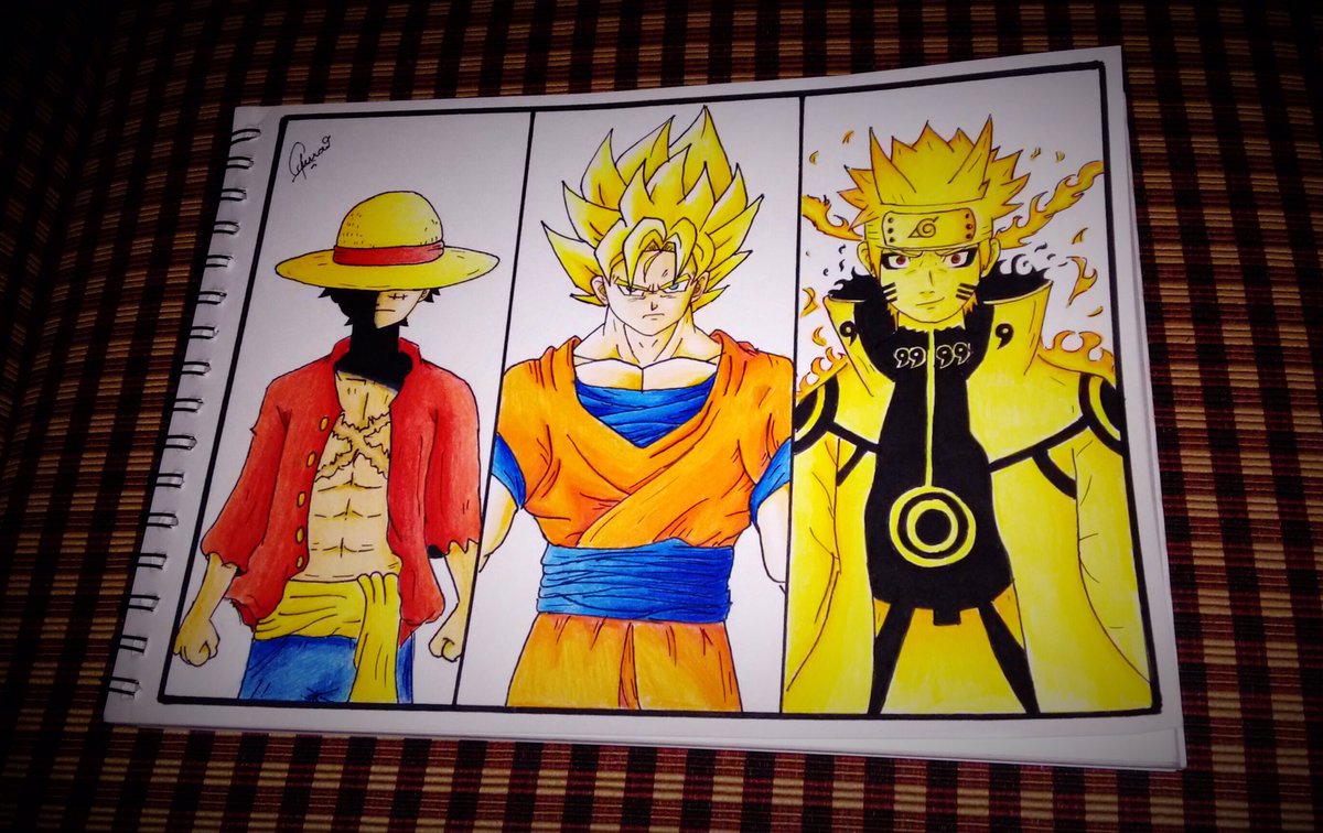 DESENHANDO O LUFFY O GOKU E O NARUTO COM UM ÚNICO TRAÇO SEM RETIRAR O