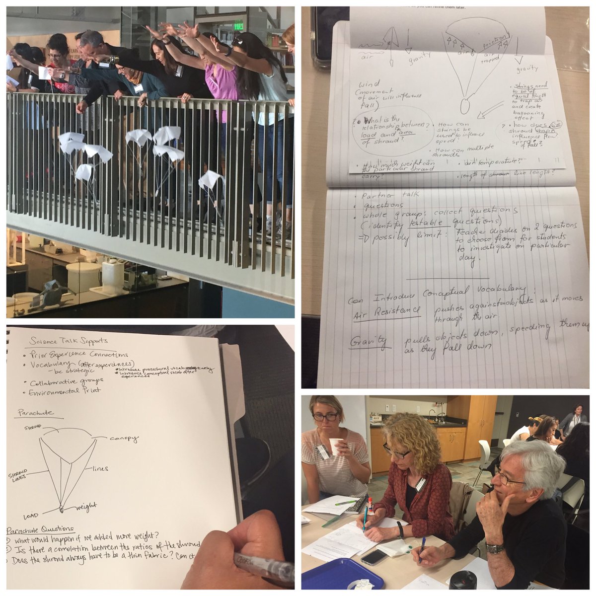 SFUSD_Science's tweet photo. Dedicated #SFUSD teachers engaged in parachute inquiry at #ScienceAsSpark for language development institute. #NGSS https://t.co/z3tZrNITez