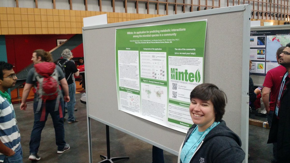 maestrofjp's tweet image. Helena presenting her poster at #pycon2016. Go @PyMNtos and Minnesota!