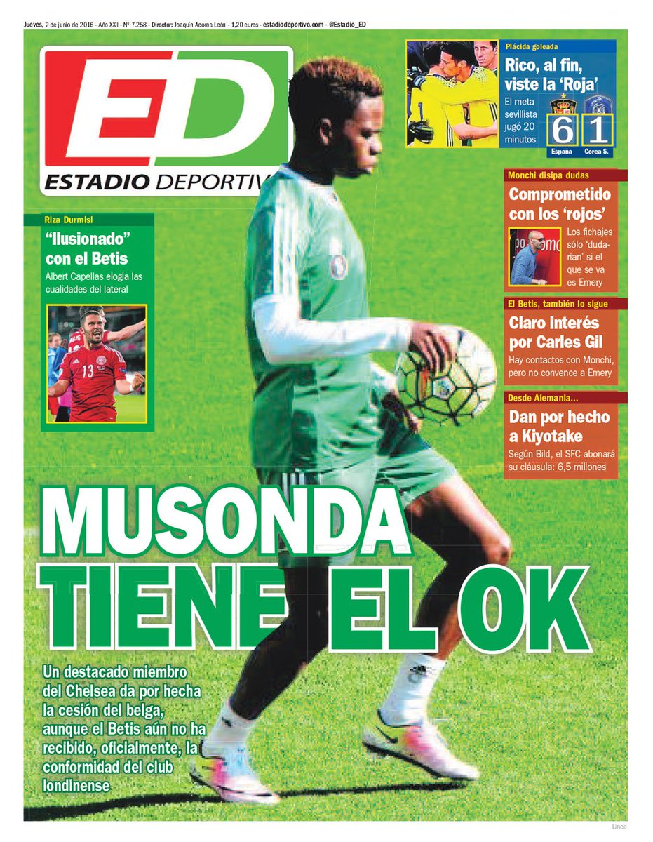 Estadio_ED's tweet photo. Portada ED 2-6-16 https://t.co/QdMc21xH4E