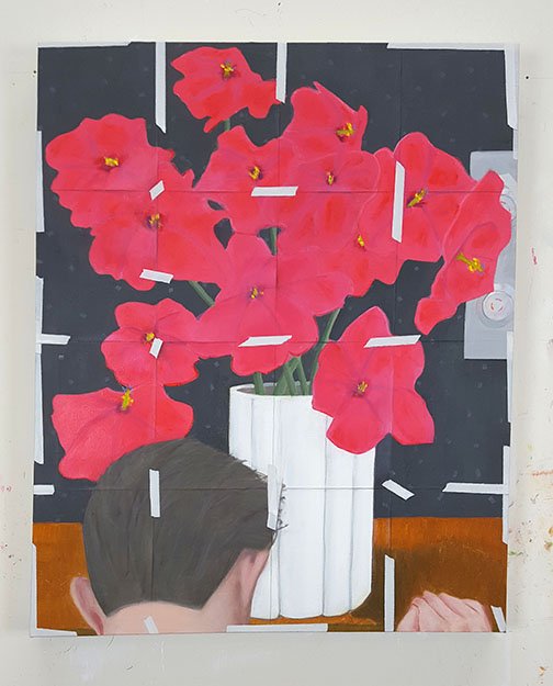patrickjdonovan's tweet image. new painting - "Flower Lover/Elevator Lobby"   30" x 24"  oil on canvas