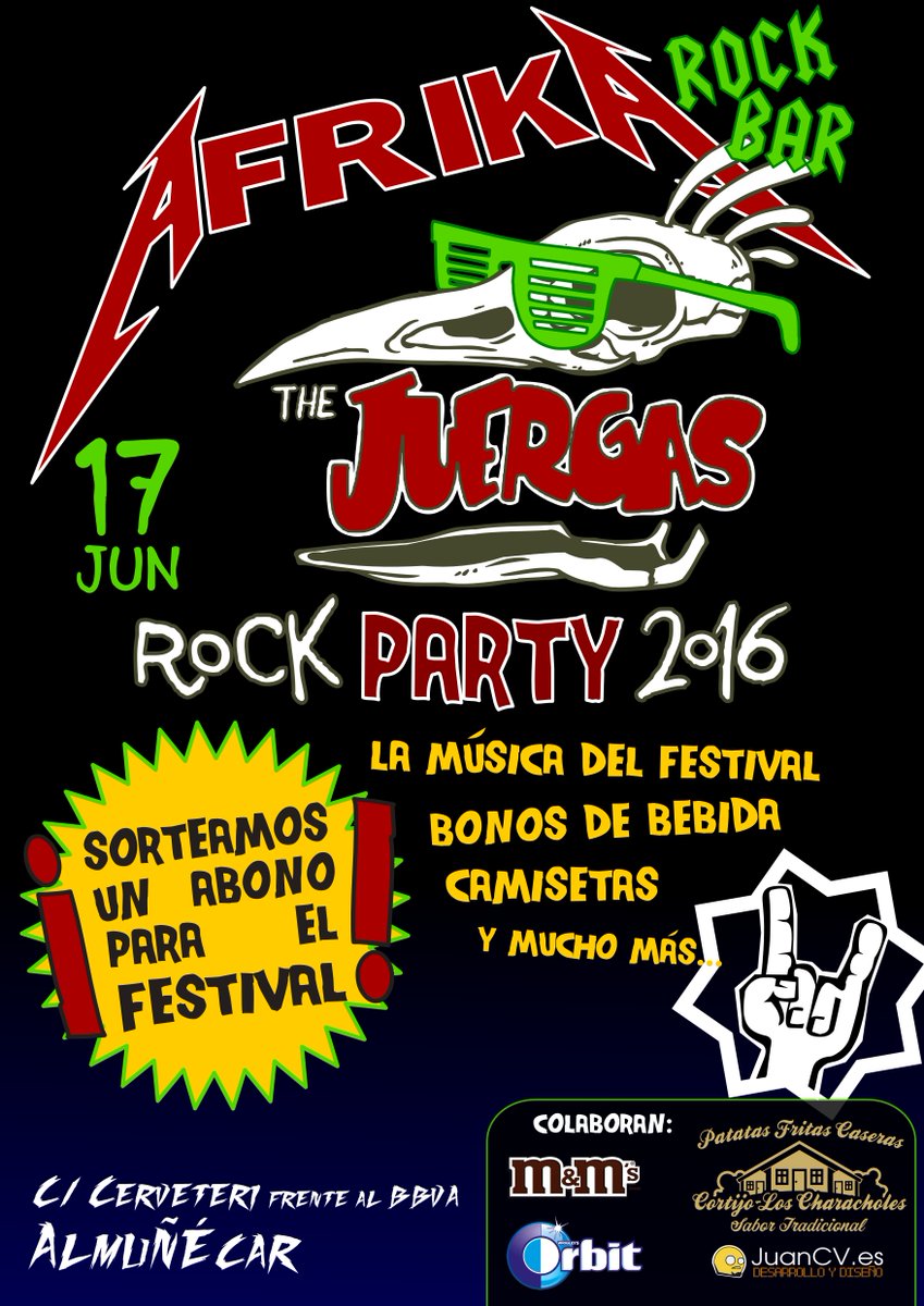 AfrikaRock's tweet photo. El proximo 17 de juniRo sorteamos una entrada para @thejuergasfest !!! no os perdais The Juergas Rock Party!! https://t.co/BfwPP9Ufrw