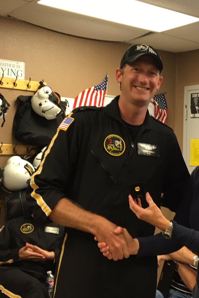 PhiMed2's tweet photo. Phi Med 2 Pilots, Mark and Richard celebrating 10 &amp; 5 yrs of service #MightyMed2 #EMSPilots https://t.co/TIL6AUHaqF