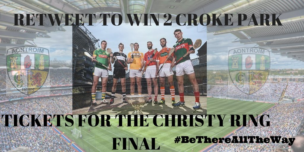 RT to #Win 2 tickets to Saturdays #ChristyRing Final <a href="/CrokePark/">Croke Park</a>  v <a href="/MeathGAA/">Meath GAA</a> 
and Follow <a href="/AontroimGAA/">Antrim GAA</a> #GAA