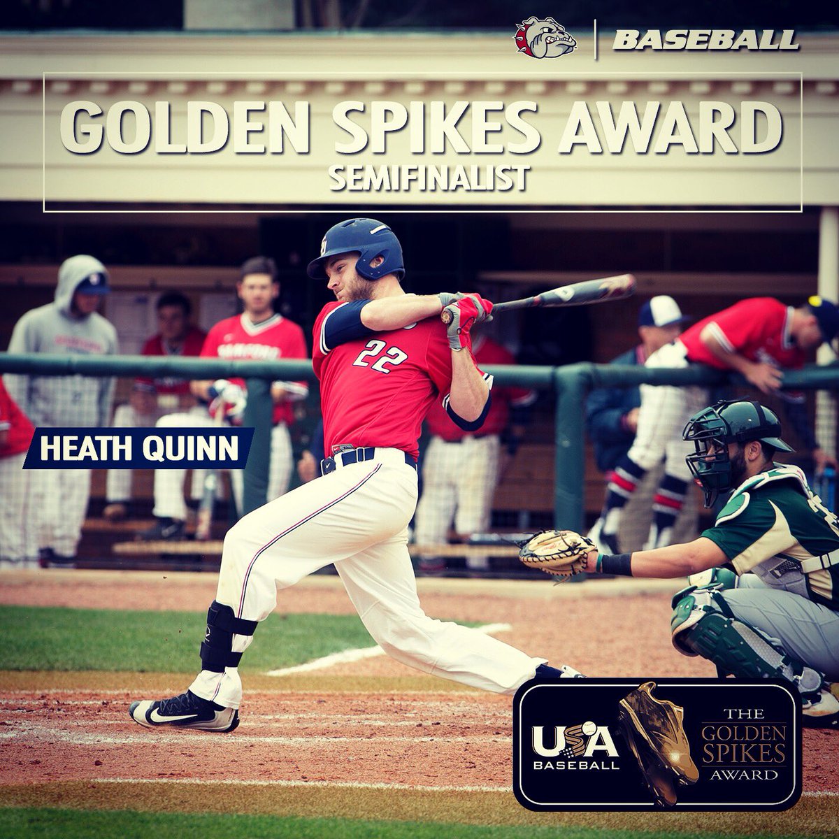SamfordSports's tweet photo. .@samfordbaseball's Heath Quinn has been named a 2016 @USAGoldenSpikes Semifinalist! #SuMASH #SamfordStrong 🐶⚾️ https://t.co/khn2JzHjJl