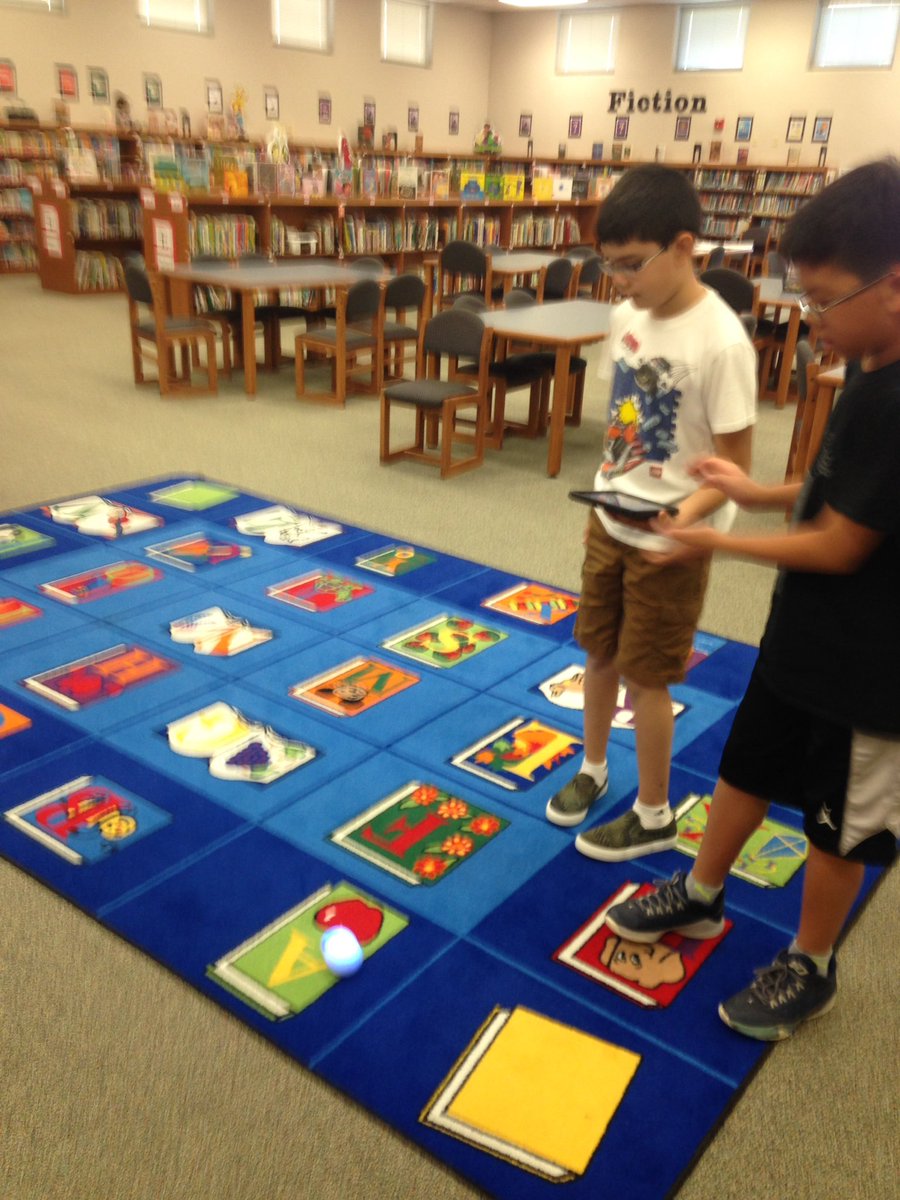RutledgeLibrary's tweet photo. Challenge: program the @Sphero to move to the letters that spell your name. #kidscancode #leanderisdlib https://t.co/1Du4MnfhQt