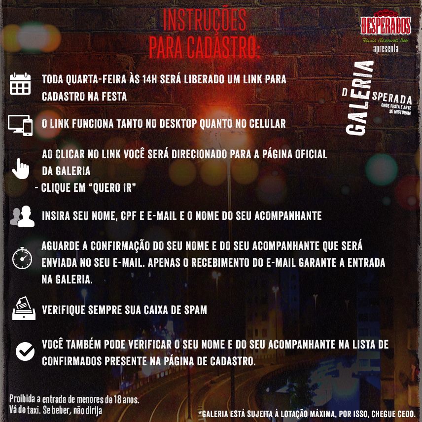 Se liga no evento Galeria Desperada (bit.ly/1ViNR7k), hoje as 14h tem convites para a festa deste sábado