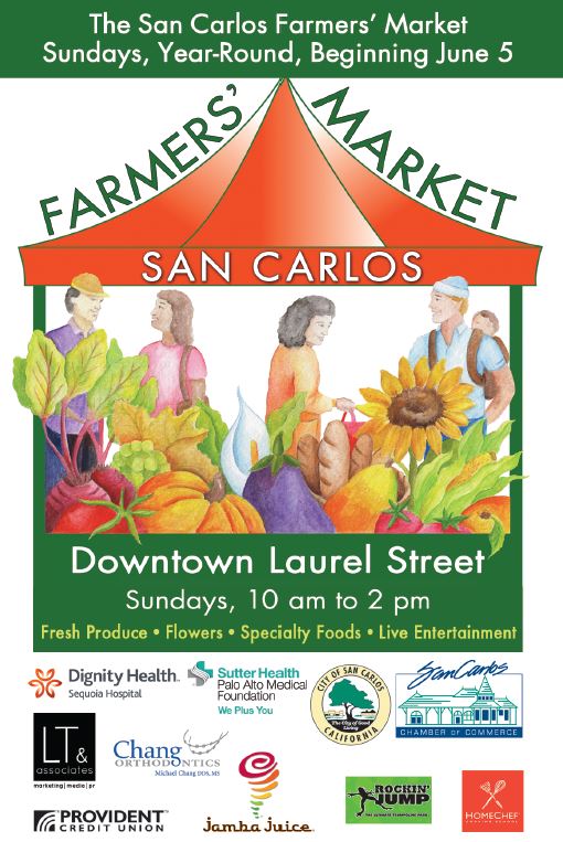 Excited about the return of the #SanCarlosFarmersMarket this Sunday 6/5! Local produce & live music! #BuyLocal